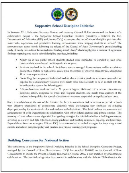 Overview of the Supportive School Discipline Initiative