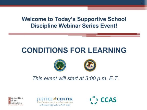 Conditions for Learning - Supportive School Discipline (SSD) Webinar Series