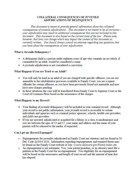 Collateral Consequences of Juvenile Adjudications of Delinquency