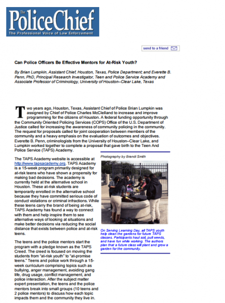 Can Police Officers Be Effective Mentors for At-Risk Youth?