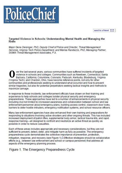 Targeted Violence in Schools: Understanding Mental Health and Managing the Risks