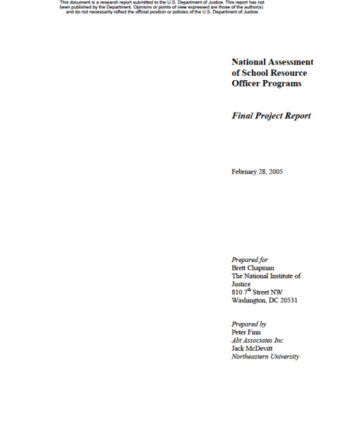 National Assessment of School Resource Officer Programs Final Project Report