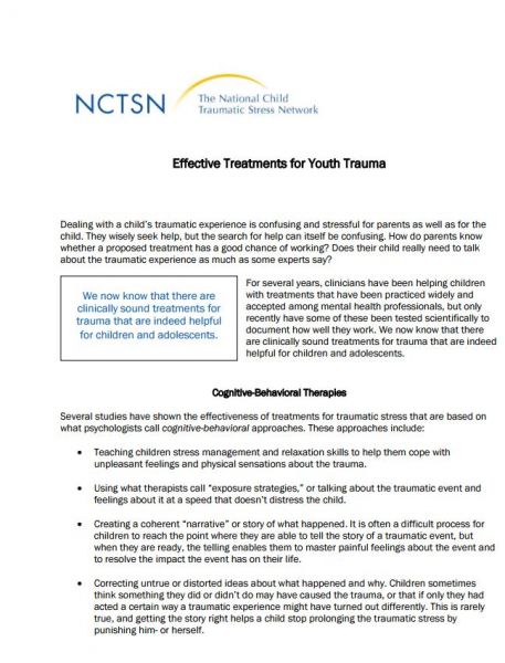 Effective Treatments for Youth Trauma