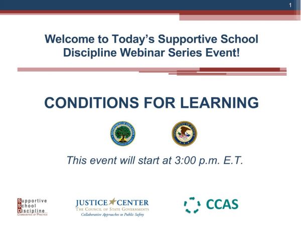 Conditions for Learning - Supportive School Discipline (SSD) Webinar Series