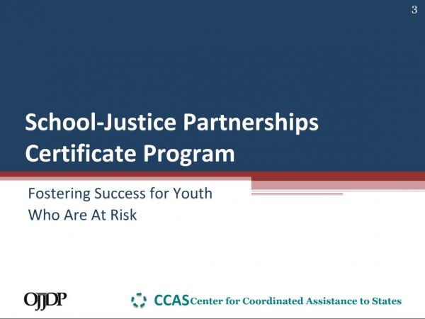 CJJR School-Justice Partnerships Certificate Program Webinar: Fostering Success for Youth At Risk