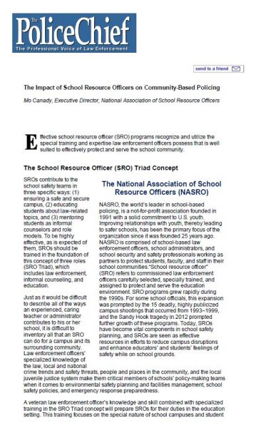 The Impact of School Resource Officers on Community-Based Policing